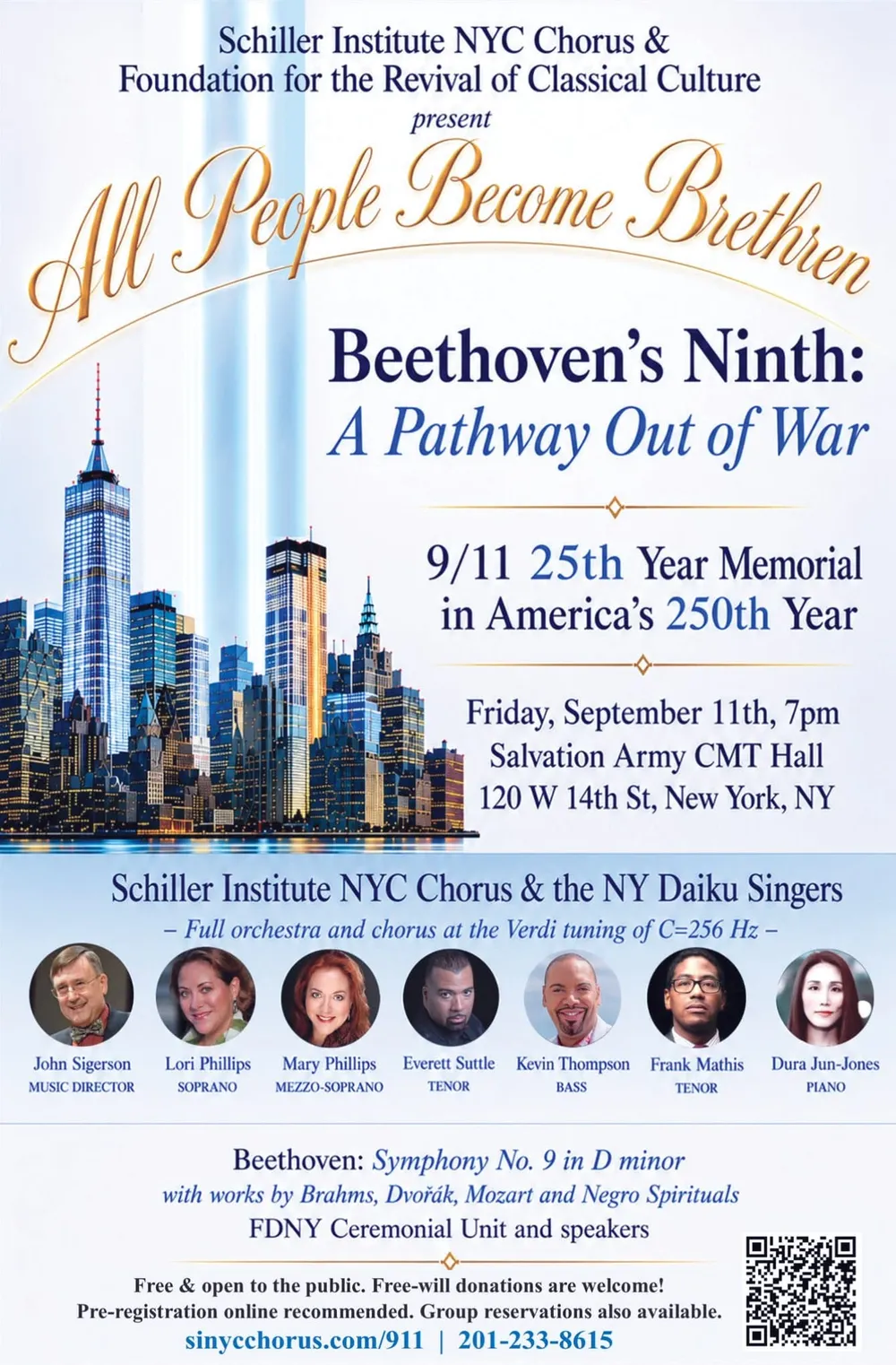 ‘All People Become Brethren’: Schiller Institute NYC Chorus To Perform Beethoven’s Ninth for 25th Anniversary 9/11 Concert