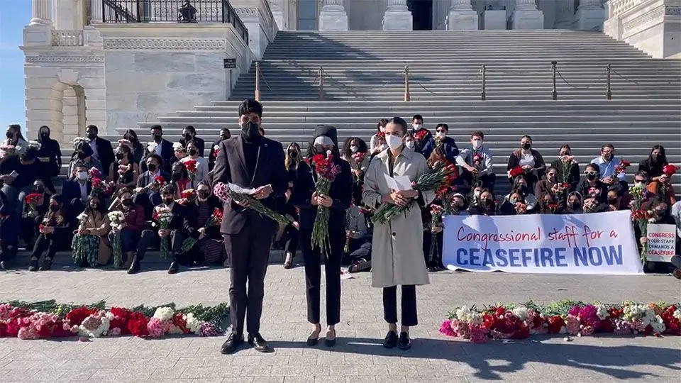 Capitol Hill Staffers Walk Out, Demand Their Bosses Support a Ceasefire