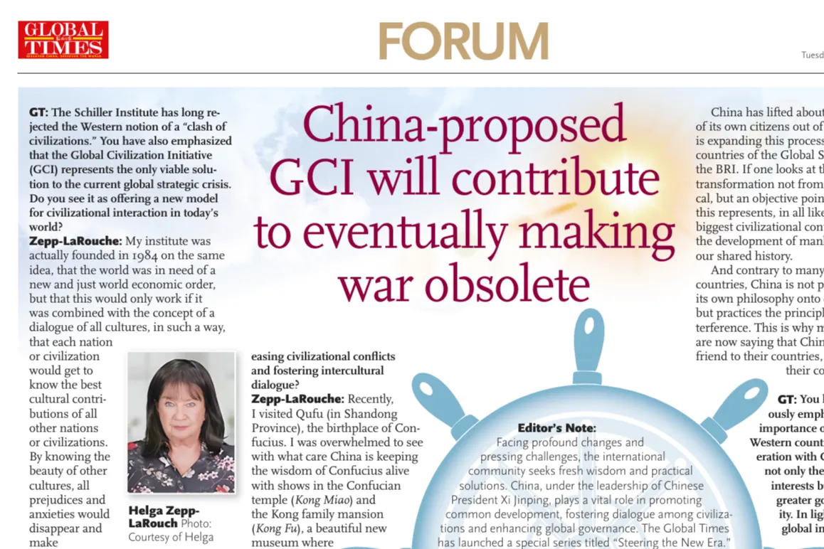 Helga Zepp-LaRouche Gives Interview to China’s Global Times