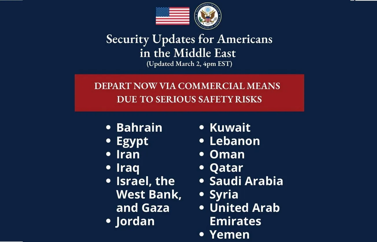 Americans Urged To Evacuate 14 Nations as War Spreads