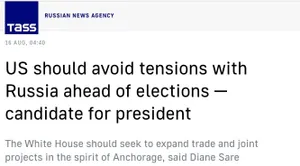TASS Features Interview with U.S. Presidential Candidate Diane Sare Calling for Improved U.S.-Russia Relations