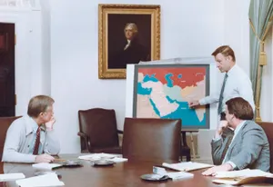 Zbigniew Brzezinski briefs President Jimmy Carter