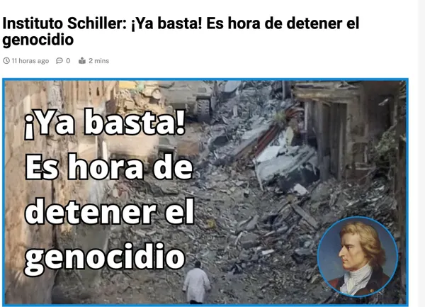 Journalists Club of Mexico Features Schiller Institute Call To Stop the Genocide in Gaza
