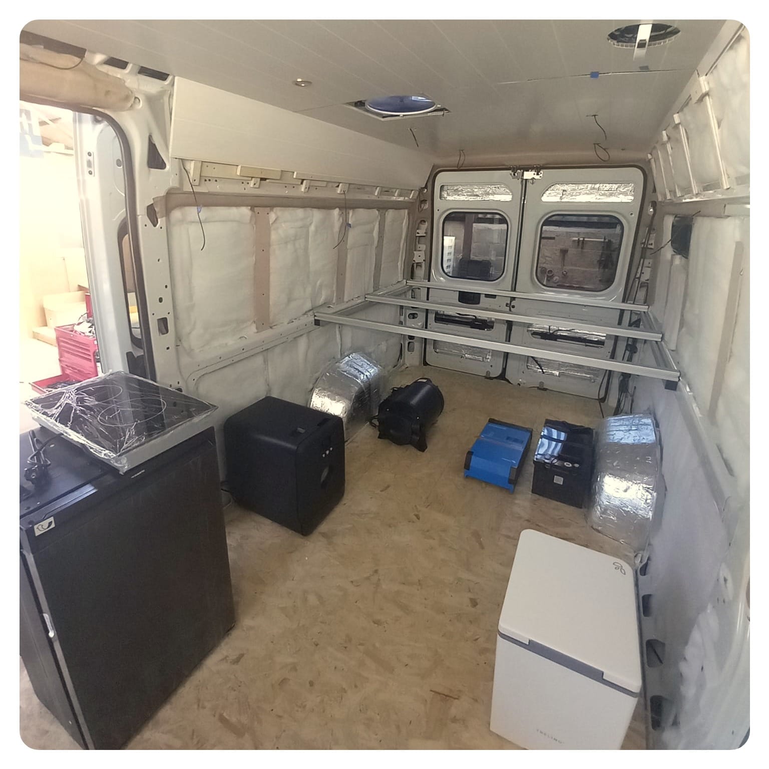 Van life camper van conversion layout for Fiat Ducato