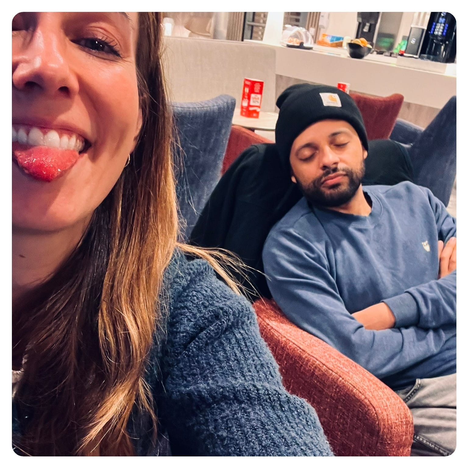 vanlavita in loounge on DFDS ferry for the Dover to Calais crossing