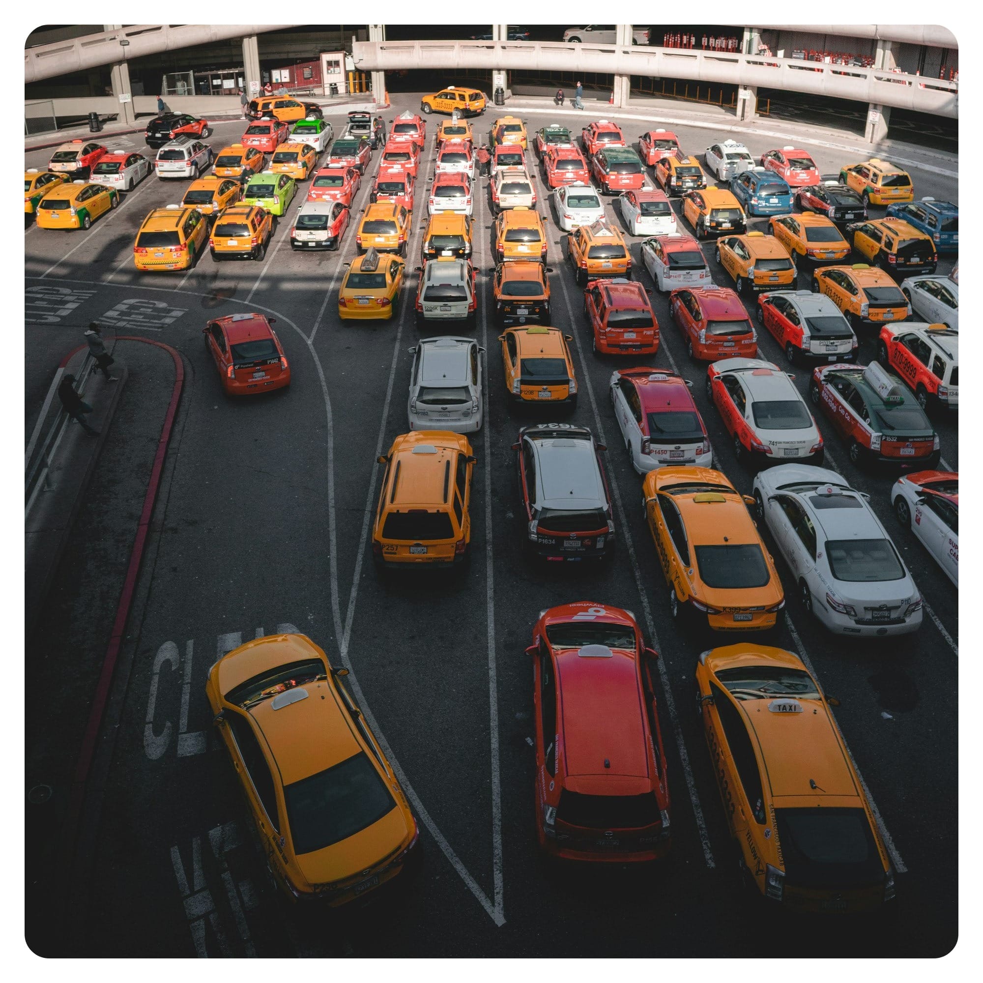 different taxi parking outside airport 