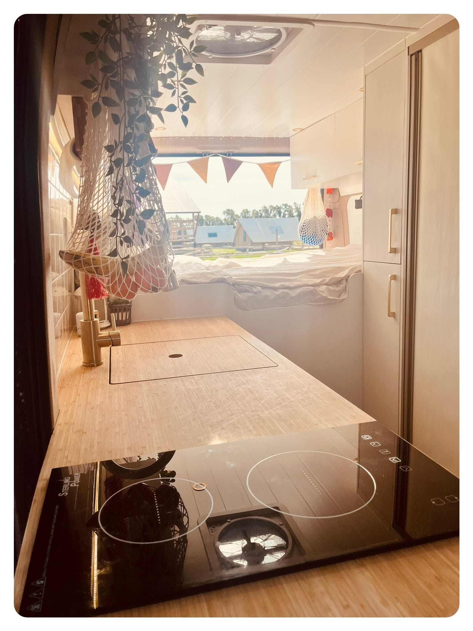 van life vanlavita inside of campervan showing kitchen area