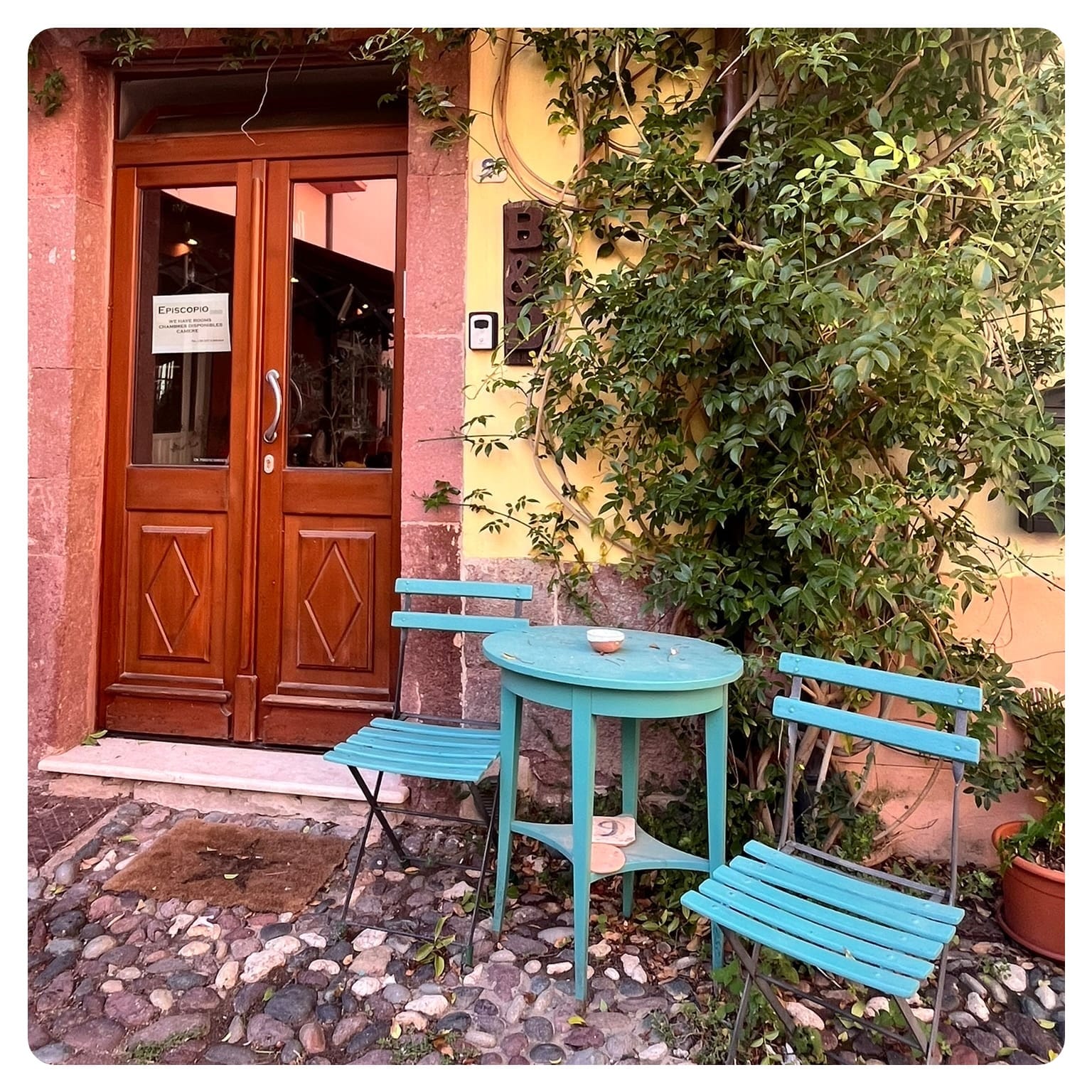 van life vanlavita two blue chairs and table for outside dining