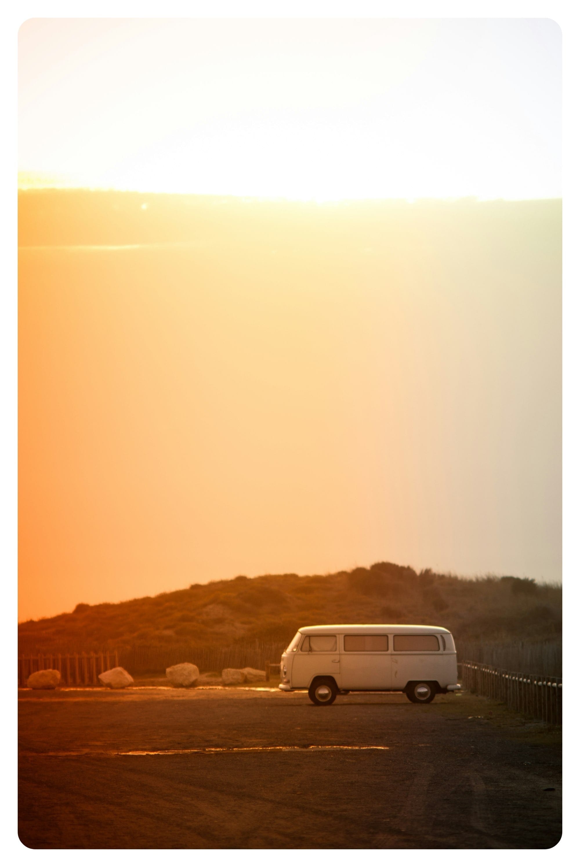 white van near on the fence