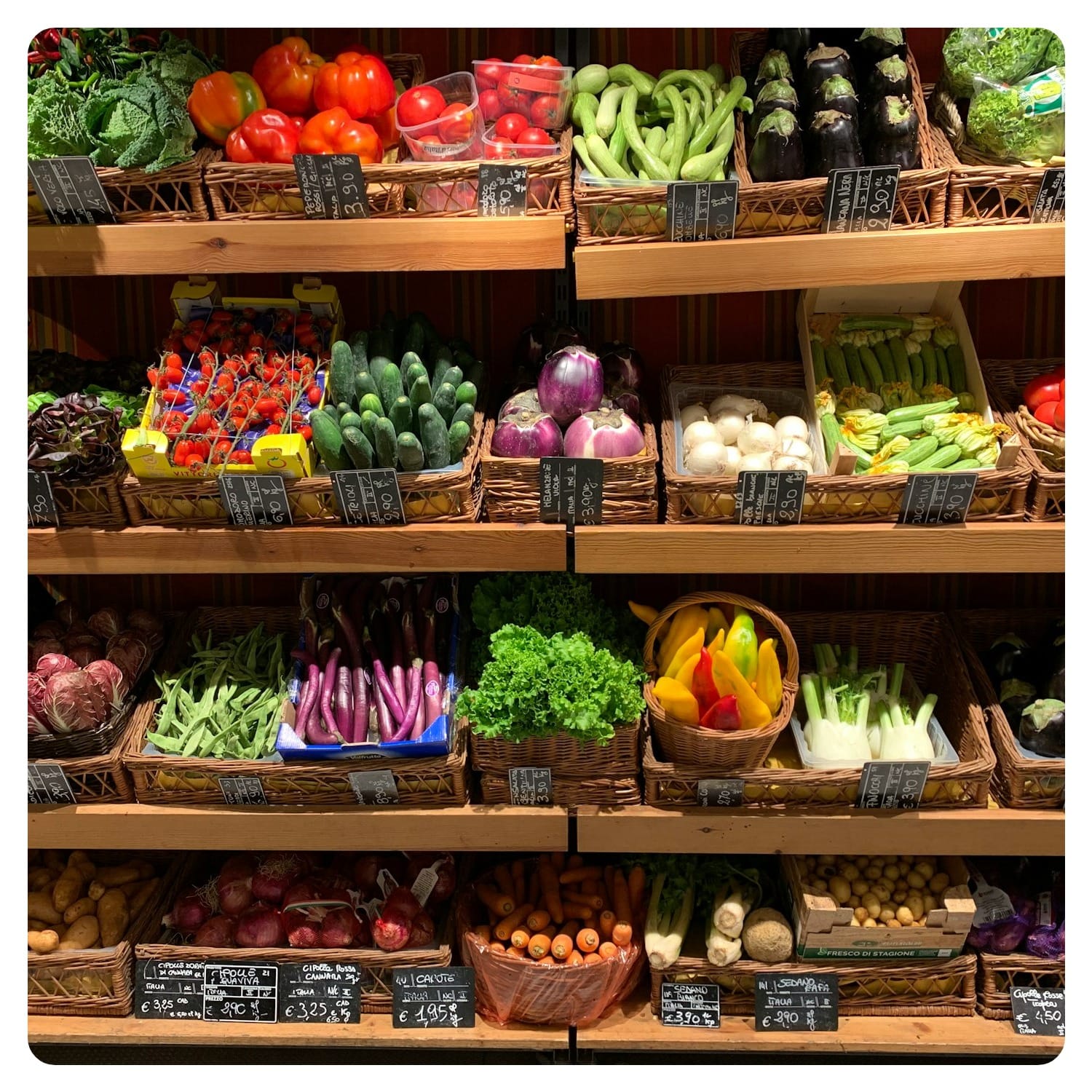 assorted fruits on brown wooden rack