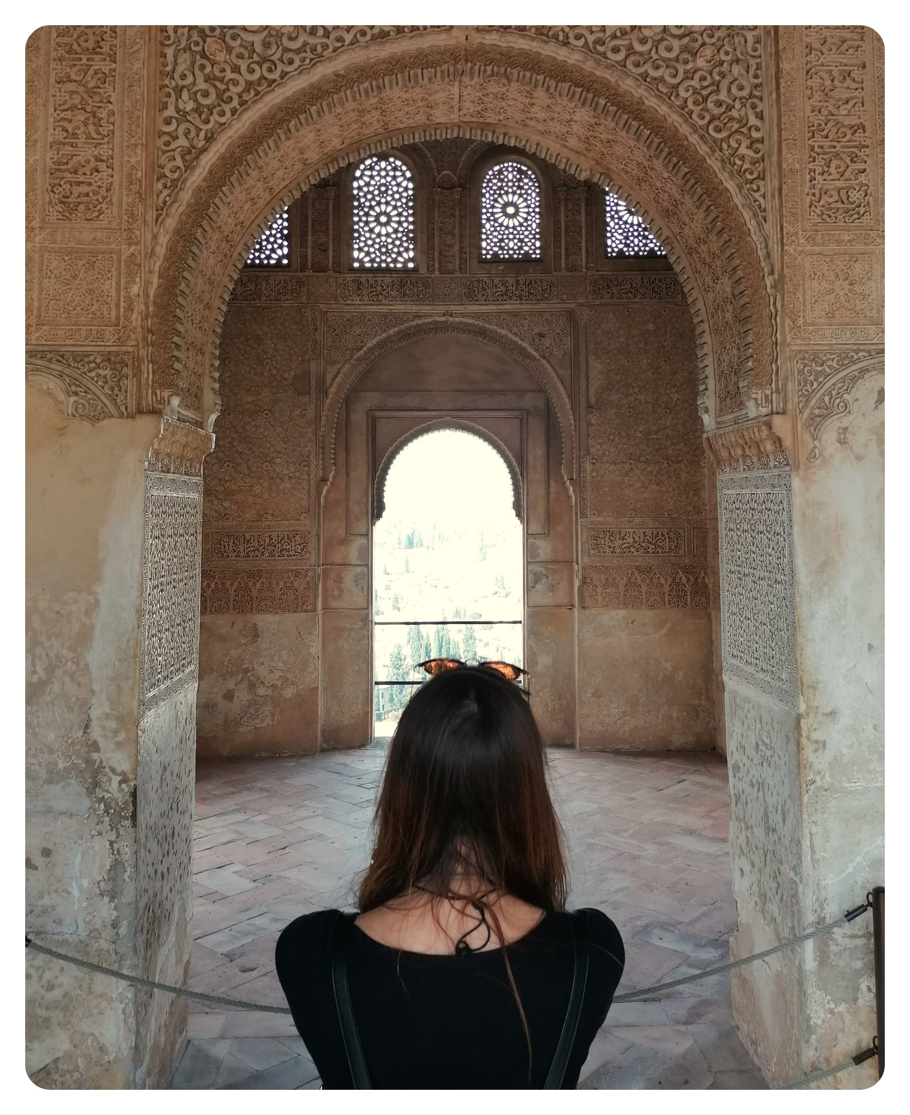 vanlife vanlavita woman looking out of castle window
