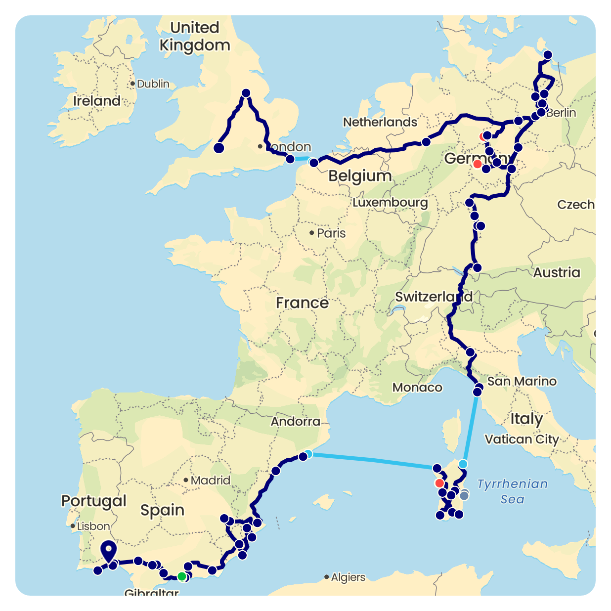 vanlife vanlavita map of the route