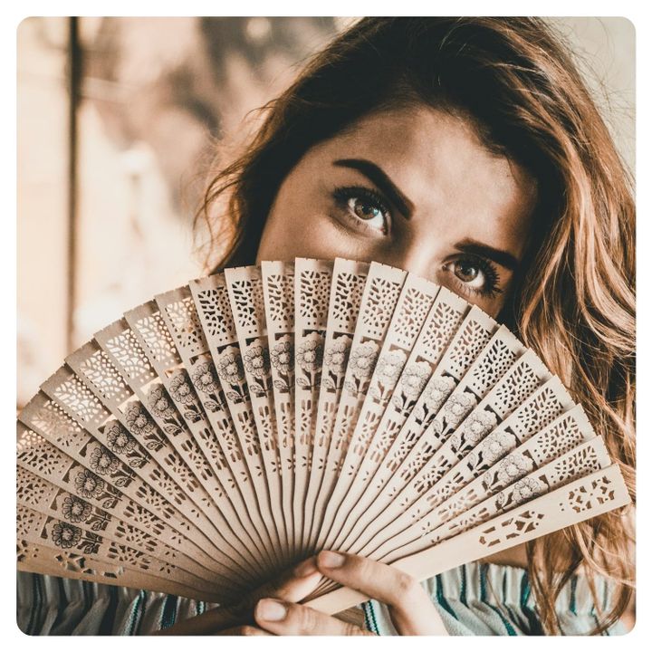 van life vanlavita image of woman holding fan 