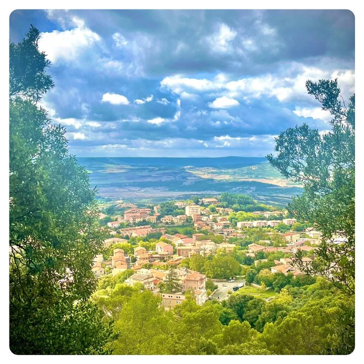 view of houses and hills in the background in laconi, sardinia