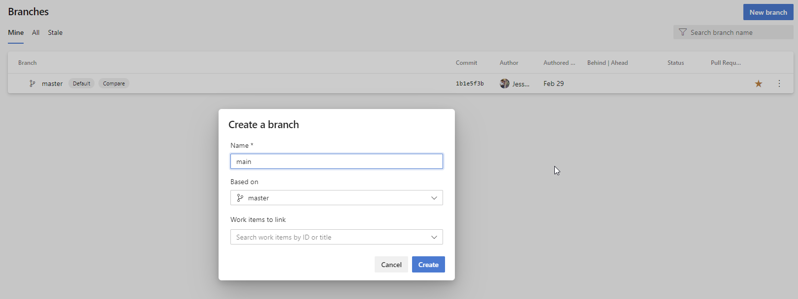 2. Chose a better name for your branch. main will do: