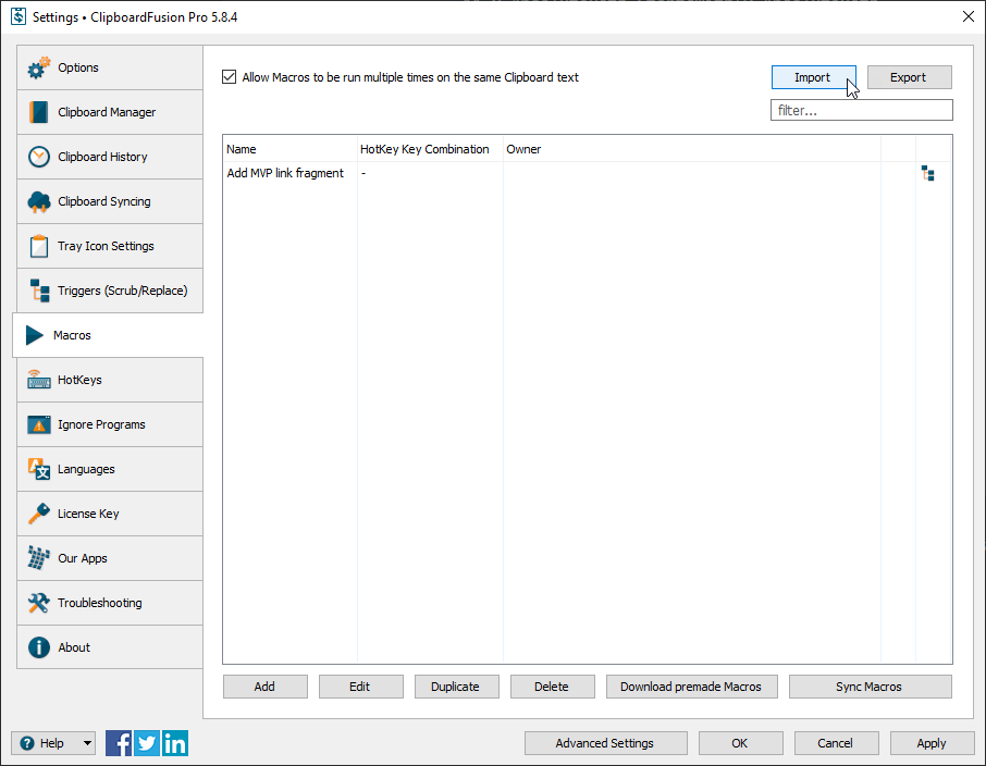Import the Macro into Clipboard Fusion