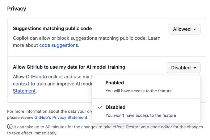 GitHub Copilot will start training on your interactions