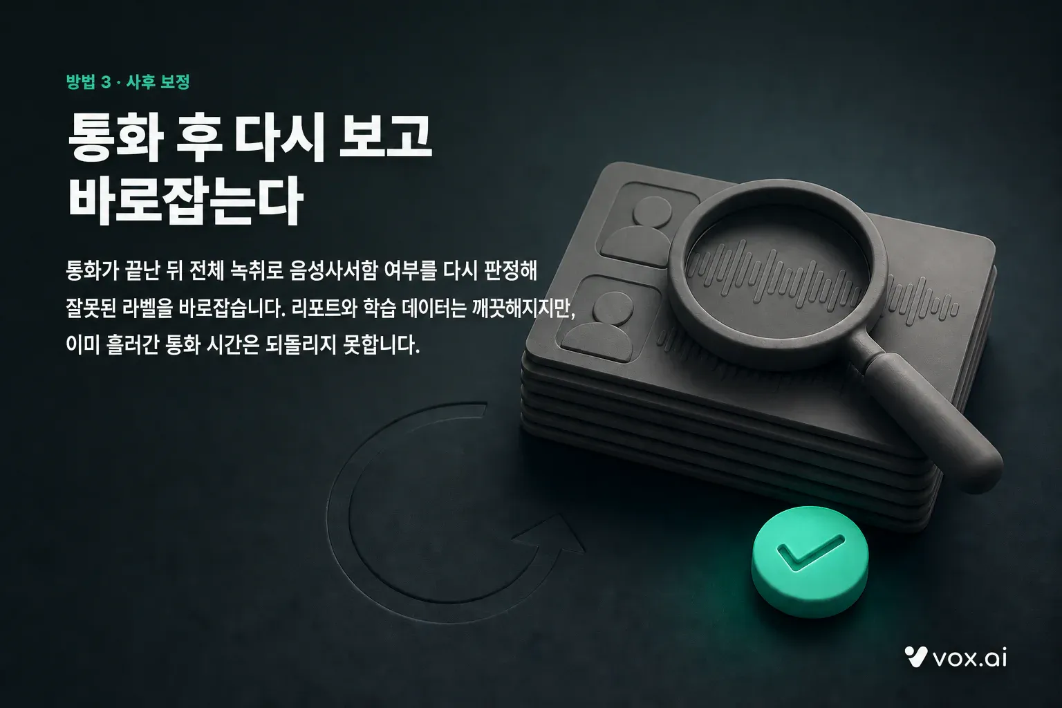 통화 녹취를 다시 보고 라벨을 바로잡는 사후 보정
