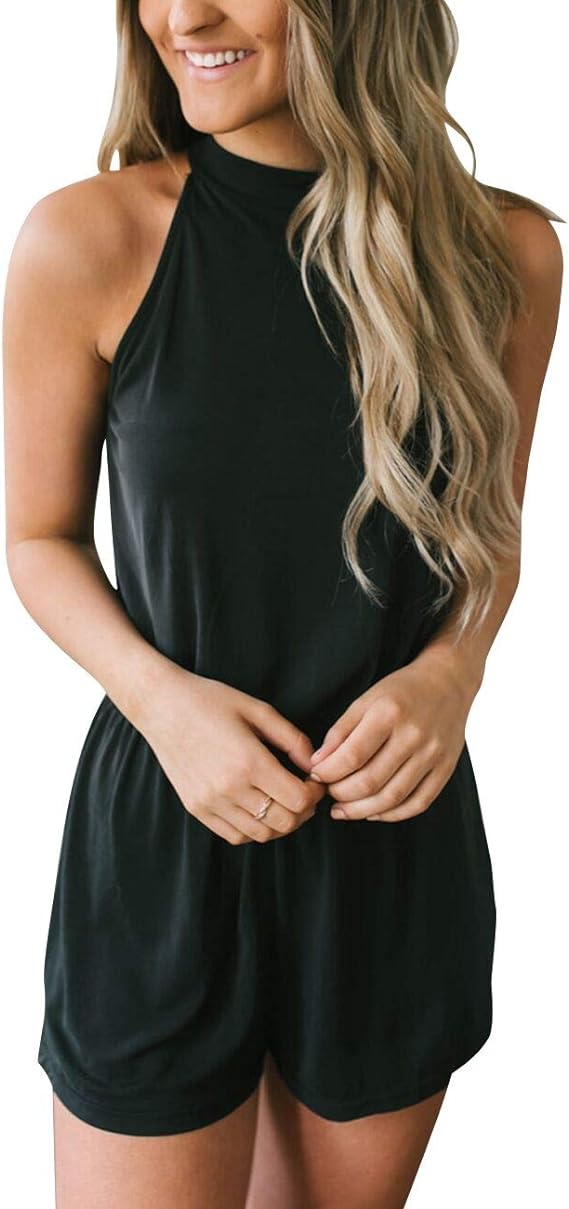 Big Deal Days Ropa Enterizo negro cuello halter