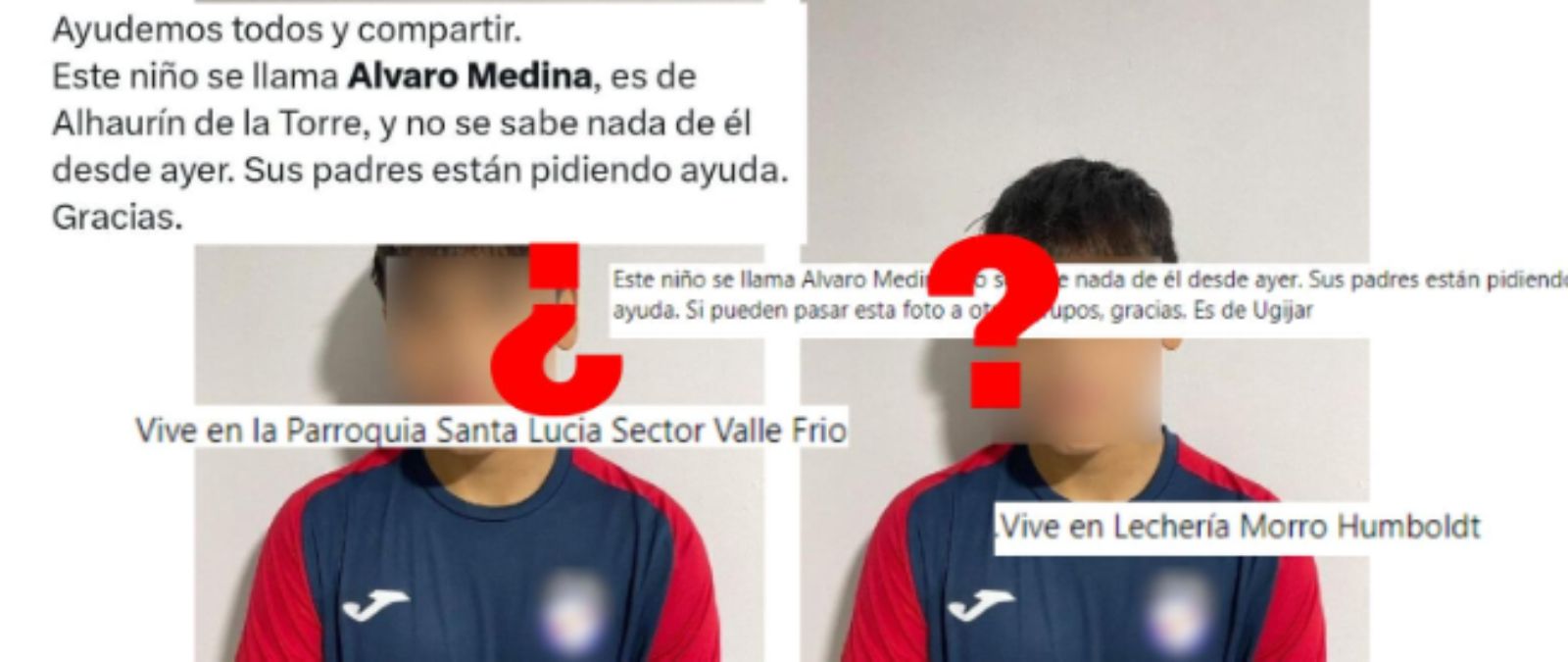 Alerta Álvaro Medina. Desaparición en distintos lugares. 