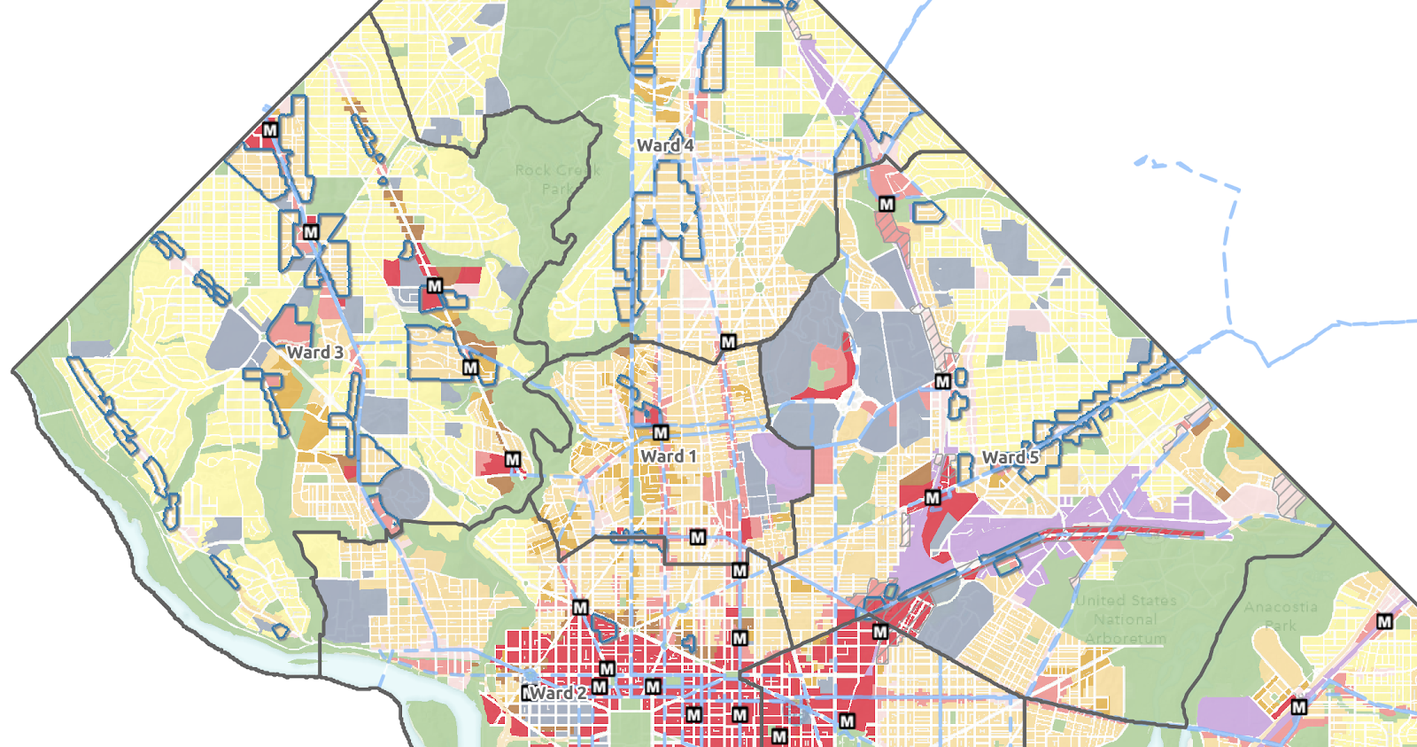 A partial map of D.C. showing the proposed FLUM.