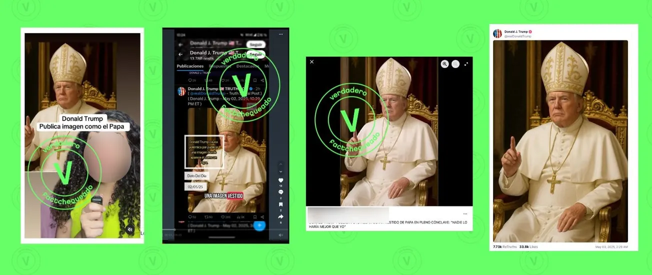 Sí, el presidente Donald Trump compartió una imagen de sí mismo vestido como papa, creada con IA