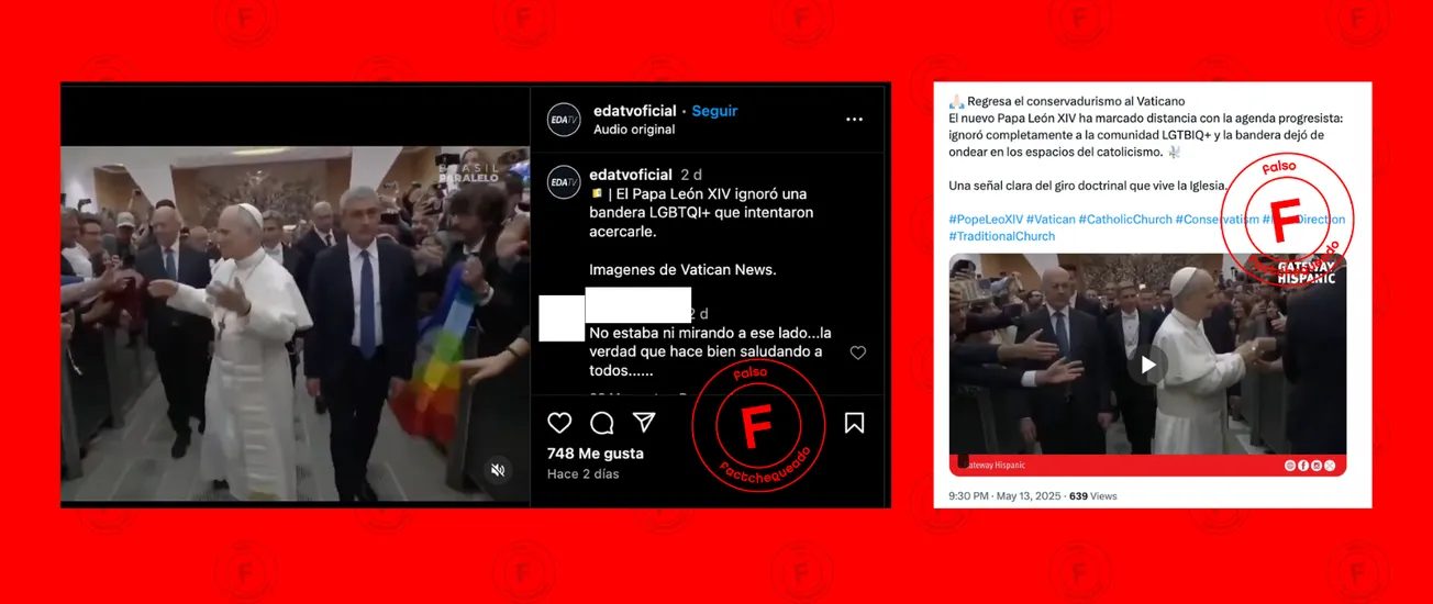 No, el papa León XIV no ignoró una bandera LGBTQ+