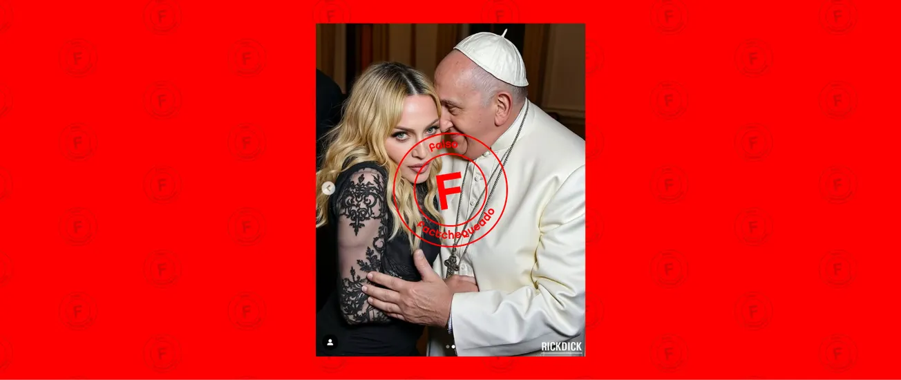 No, esa imagen del papa Francisco abrazando a Madonna no es real: fue generada con IA
