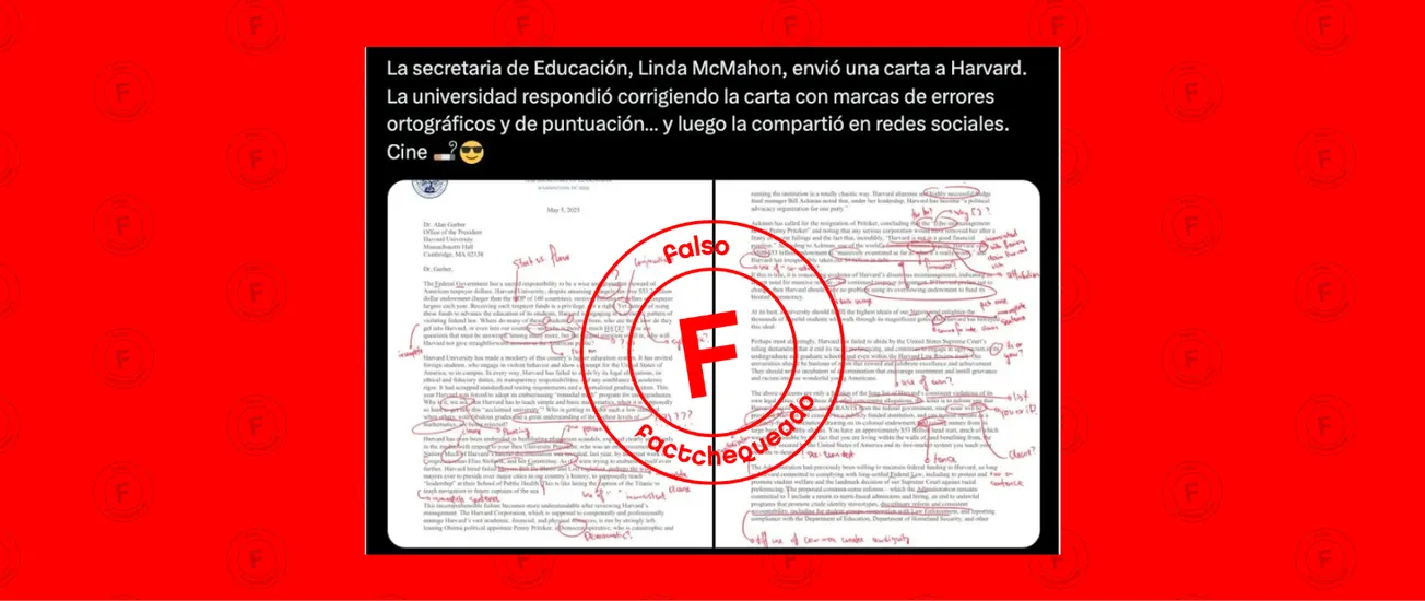No, la Universidad de Harvard no corrigió las faltas ortográficas de una carta enviada por el gobierno de Donald Trump