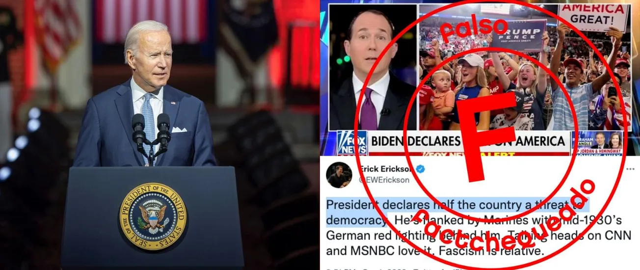 No, Biden no “declaró la guerra” a la oposición durante discurso en Filadelfia