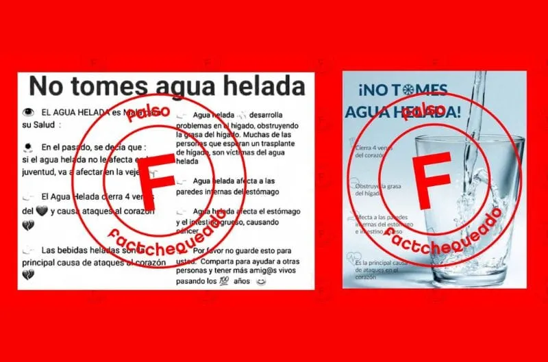 No es la principal causa de ataques al corazón ni causa cáncer: desinformaciones relacionadas con tomar agua helada