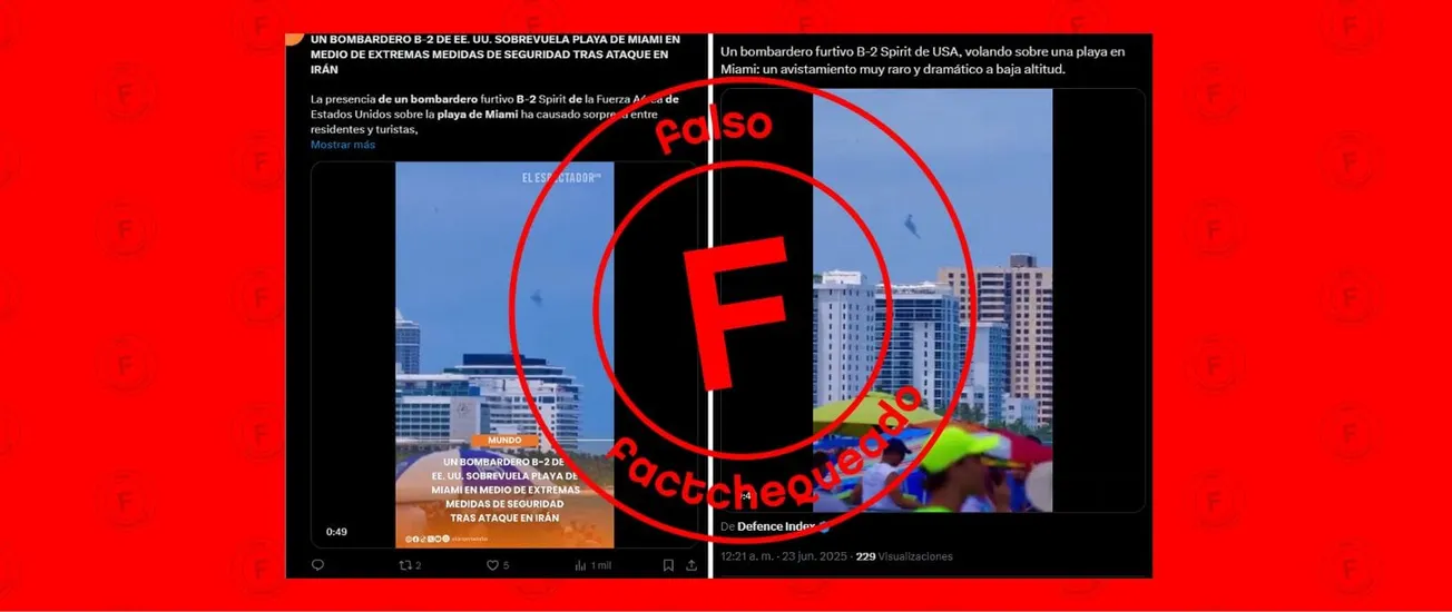 No, este video de un bombardero sobrevolando una playa de Miami no está relacionado con el ataque de Estados Unidos a Irán