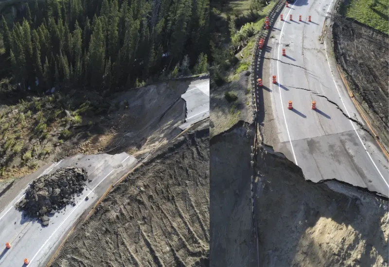 Cierran carretera Wyoming y Idaho derrumbe
