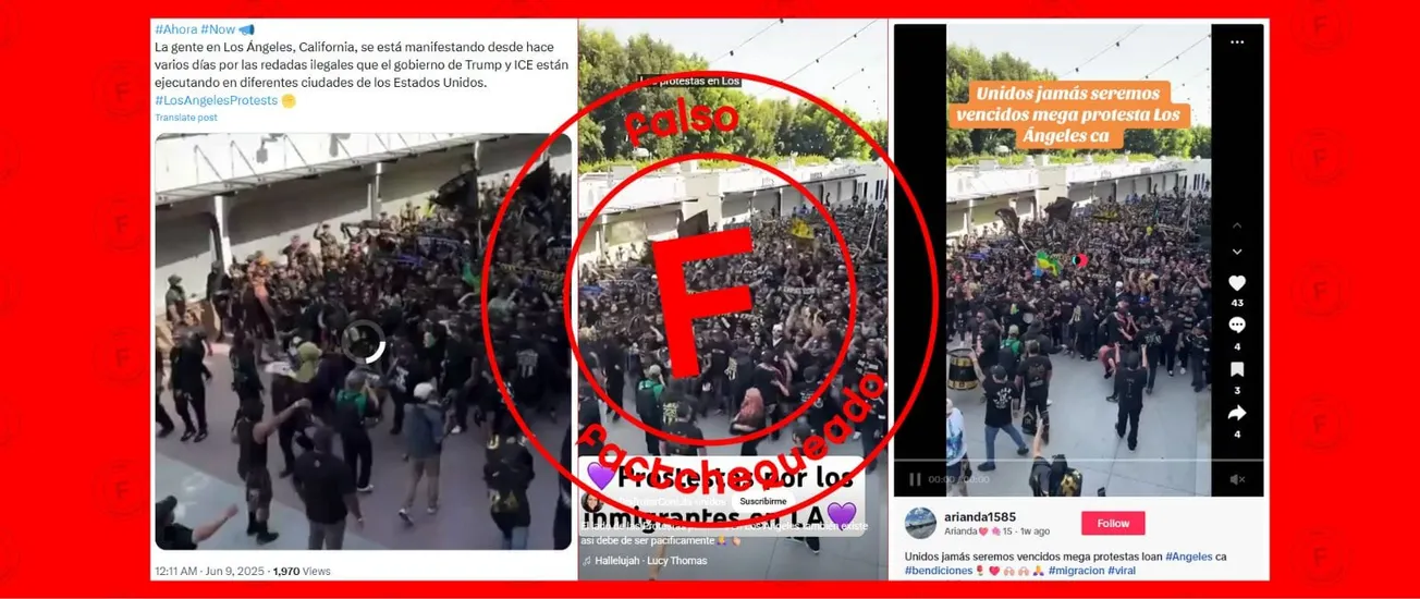 No, este video no es de las protestas por las redadas de ICE en Los Ángeles: fue grabado antes de que comenzaran y en él aparecen aficionados de un equipo de fútbol