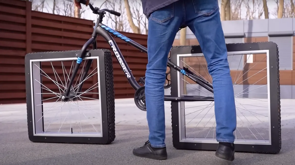 Hombre construyó una bicicleta con ruedas cuadradas, ¡Y funciona!