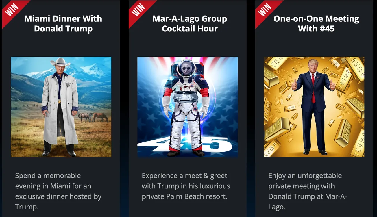 Trump pone a la venta tarjetas digitales con su rostro a casi $100 cada una