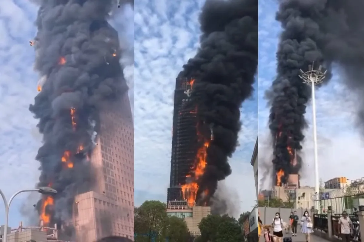 Incendio arrasa con edificio de una empresa de telecomunicaciones en China