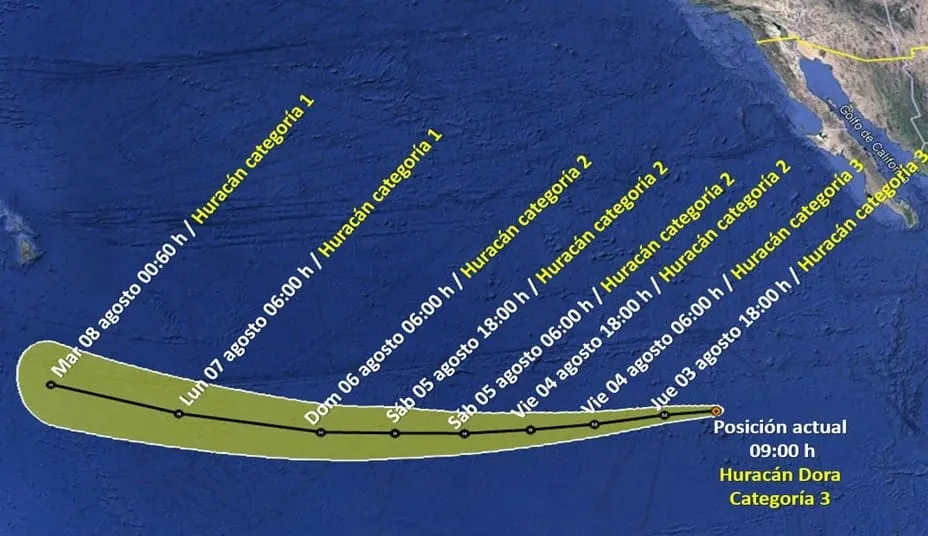 Huracán Dora se aleja de México