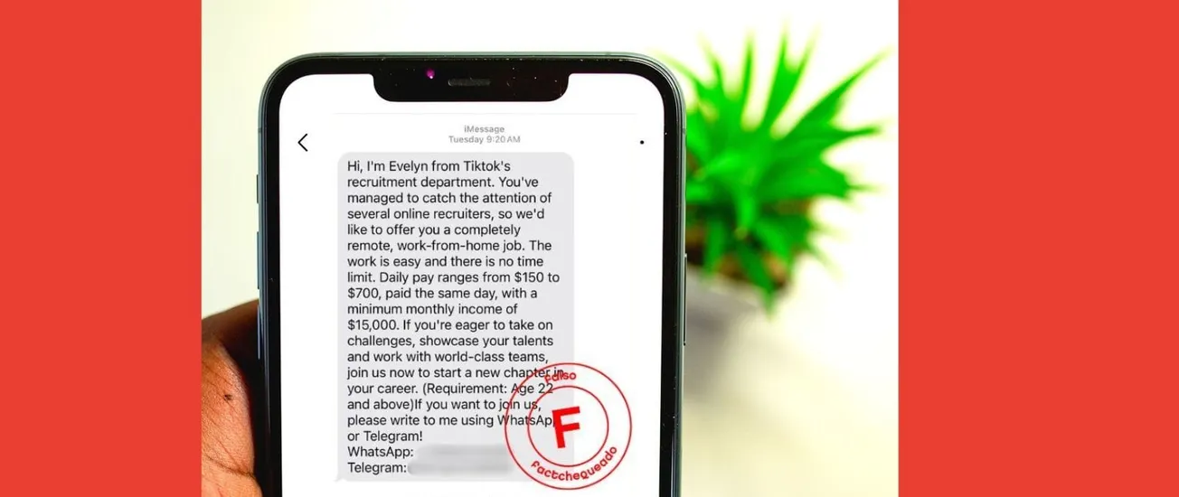 No, TikTok NO ofrece un empleo de $15,000 al mes por SMS: es una estafa