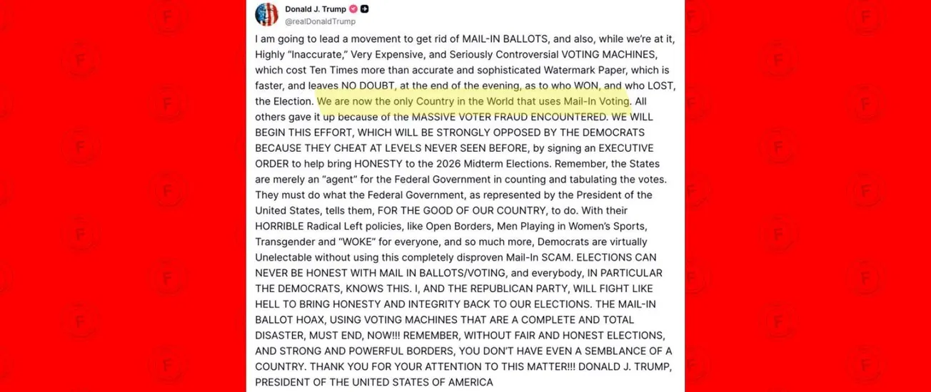 No, Estados Unidos no es el único país que permite el voto por correo postal, como afirmó Trump