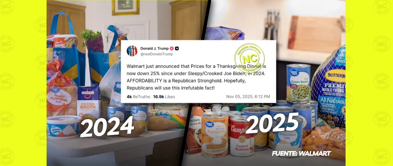 Trump presenta una estadística engañosa sobre la canasta de alimentos para la cena de Acción de Gracias