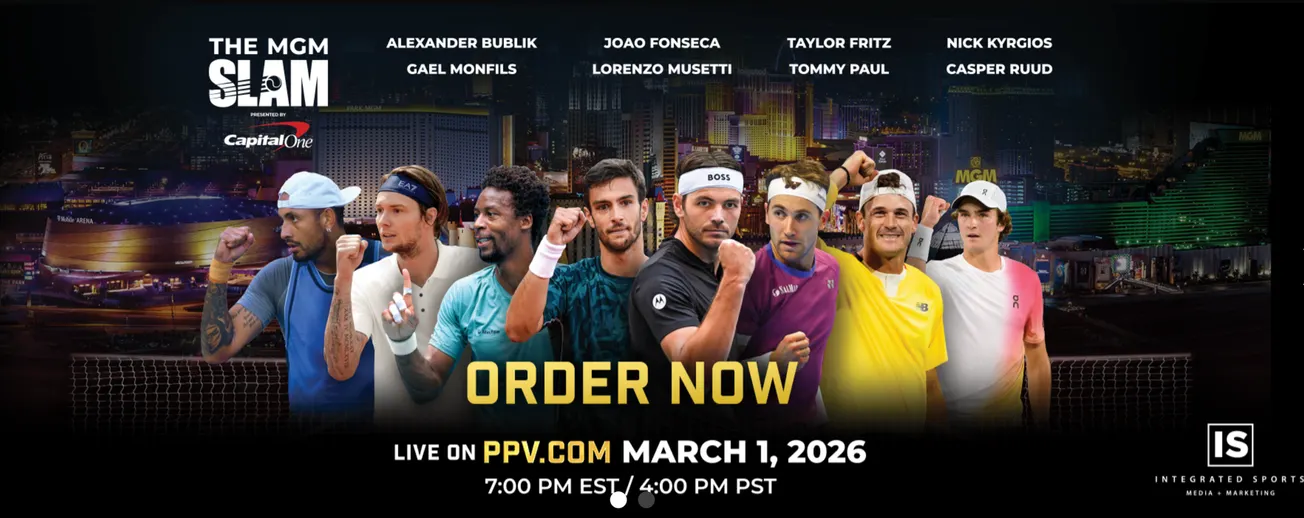 “The MGM Slam” reunirá a estrellas del tenis mundial en transmisión global PPV el 1 de marzo