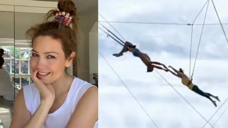 Thalía demuestra sus arriesgadas habilidades acrobáticas