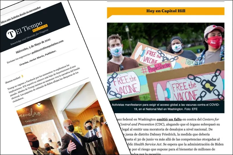 El Tiempo Político es el único boletín diario nocturno informativo de materia política desde Washington DC en español