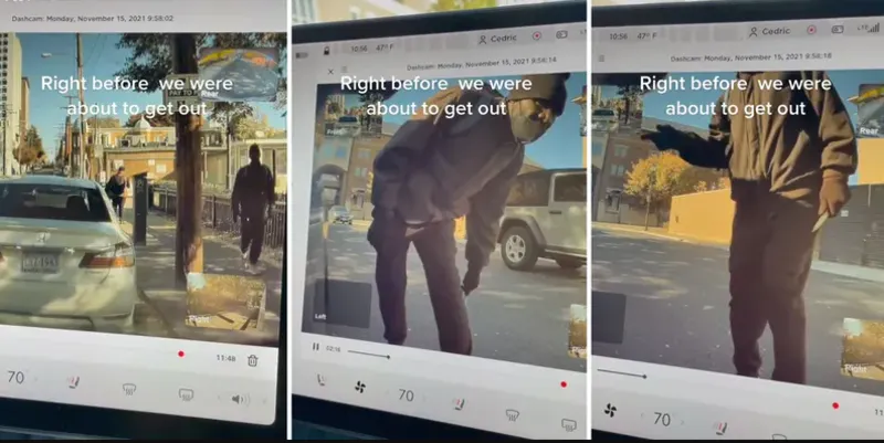 Viral y en peligro: Tiktoker graba a un hombre armado fuera de su Tesla