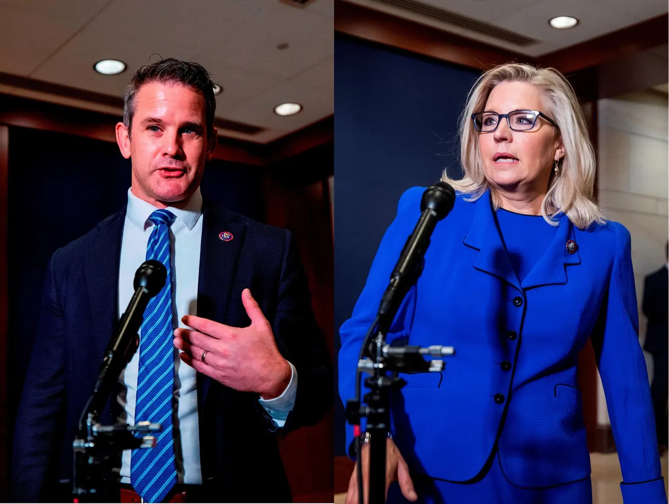 Composición de dos fotografías de archivo del 12 de mayo de 2021 donde aparecen los legisladores republicanos, el representan