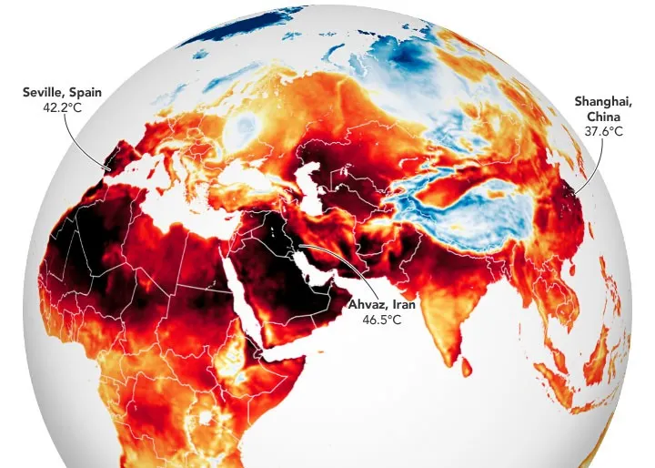NASA el asombroso mapa de calor de los continentes