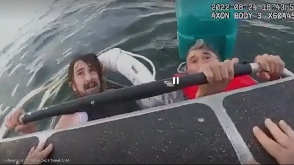 Rescatan a dos hombres que naufragaron cerca de la costa de Boston, se aferraron a una hielera