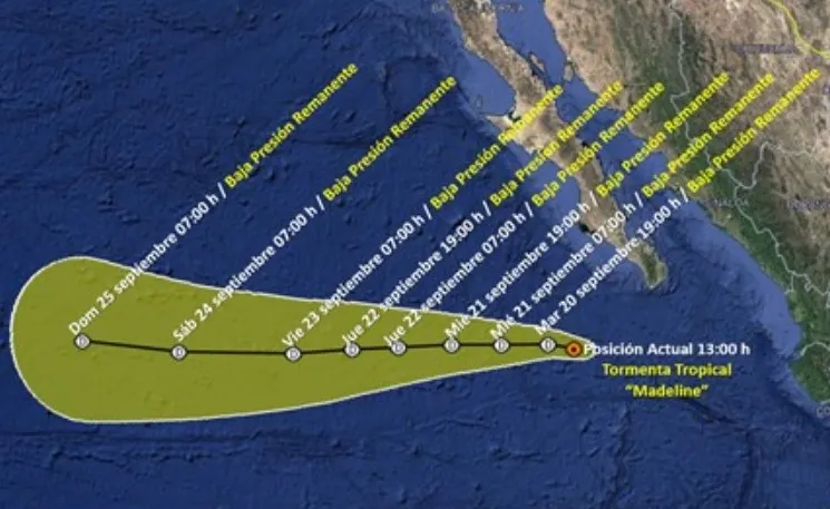 Tormenta Madeline saldrá de México este martes