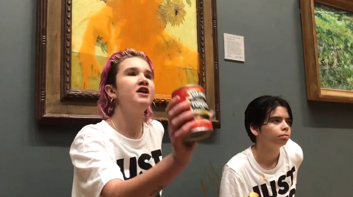 Activistas lanzaron sopa sobre el cuadro Los girasoles de Van Gogh en Londres